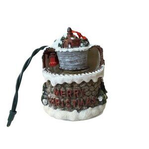 Vintage Merry Christmas House Lighted Ornament Figurine